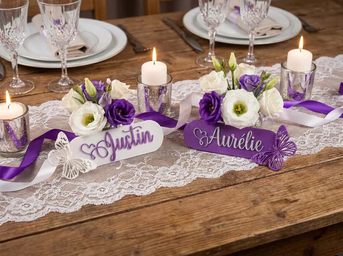 Marque-place personnalisé en impression 3D | Mariage, Baptême, Anniversaire, Communion | Décoration de table sur mesure